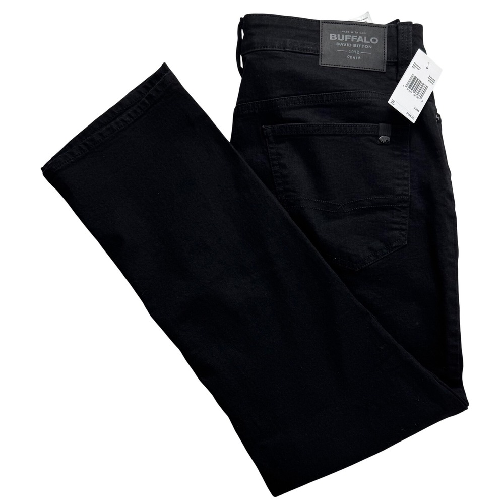 Buffalo David Bitton Straight Six Mens Jeans 32x30 Black Rinse Stretch